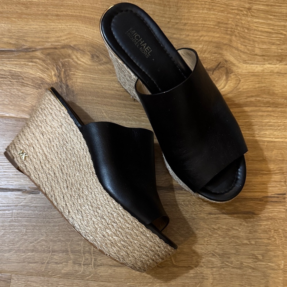Michael Kors Black Espadrille Wedges